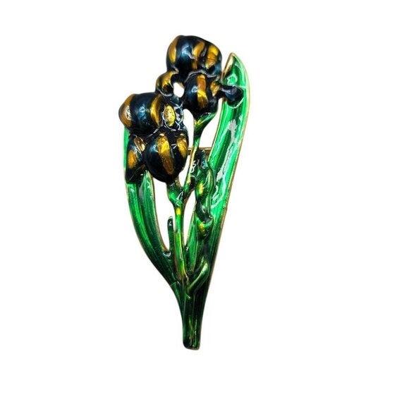 MFA Blue Iris Brooch Enamel Museum Fine Arts Vintage Pin - Picture 10 of 10